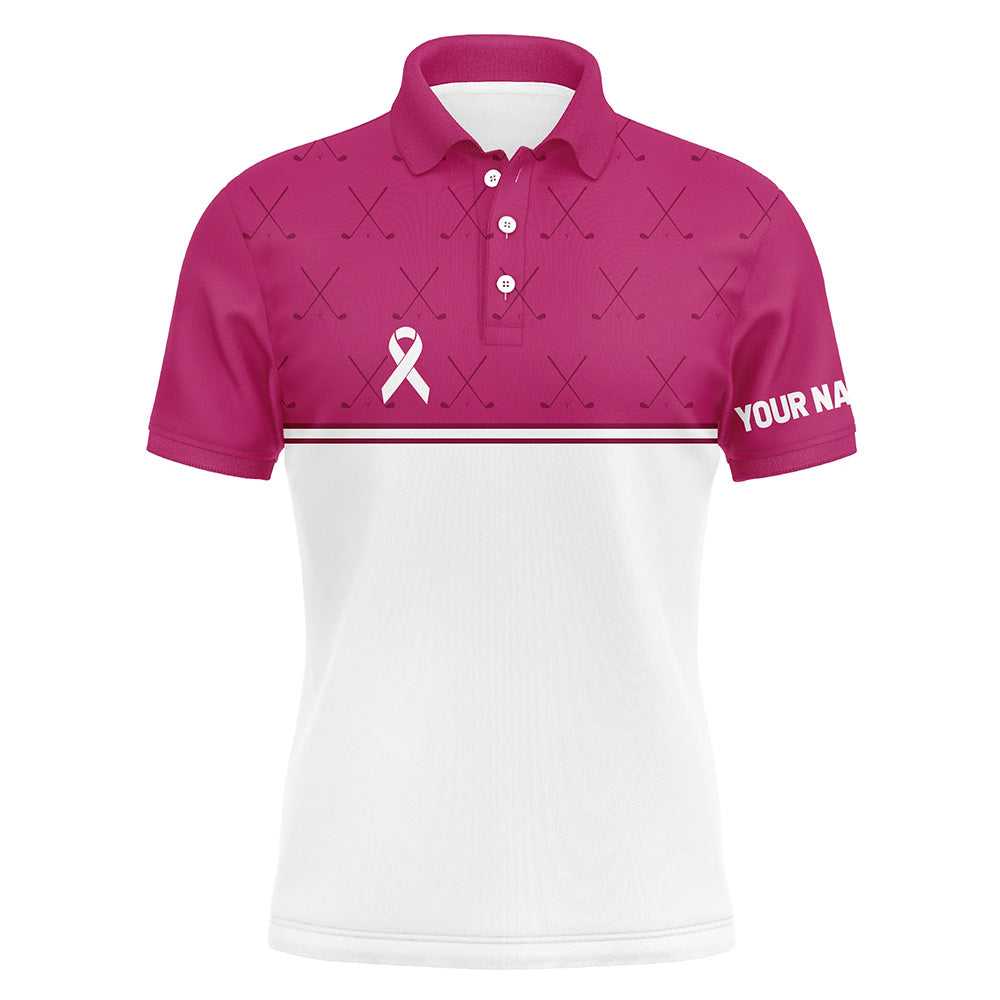 Pink white Breast Cancer Awareness golf shirts custom Mens golf polo pink ribbon golf shirts NQS6372