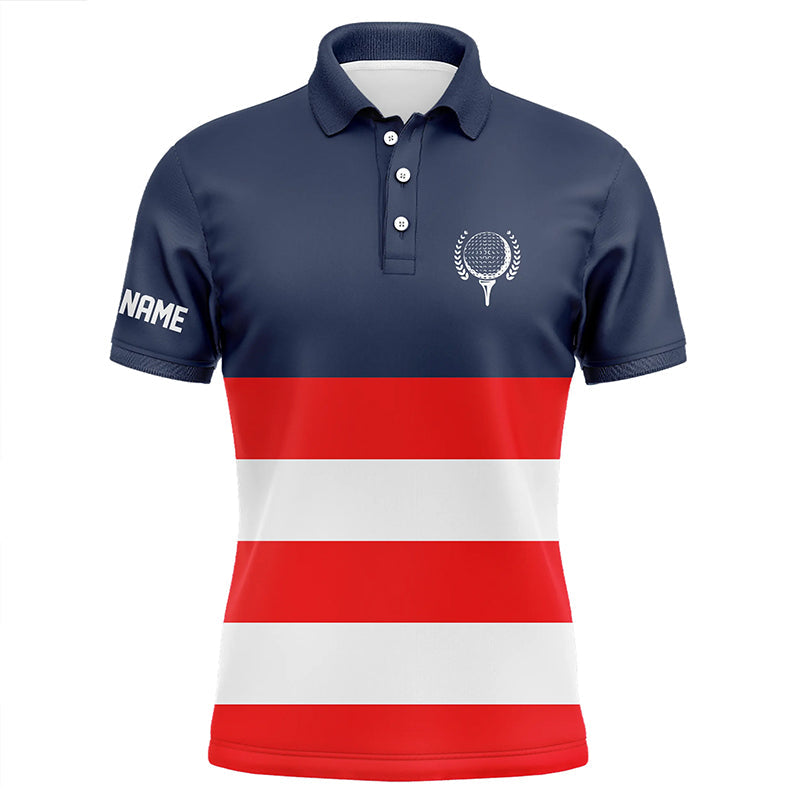 Red, white and blue stripe custom Mens golf polos shirts, patriot men's golf attire NQS7135