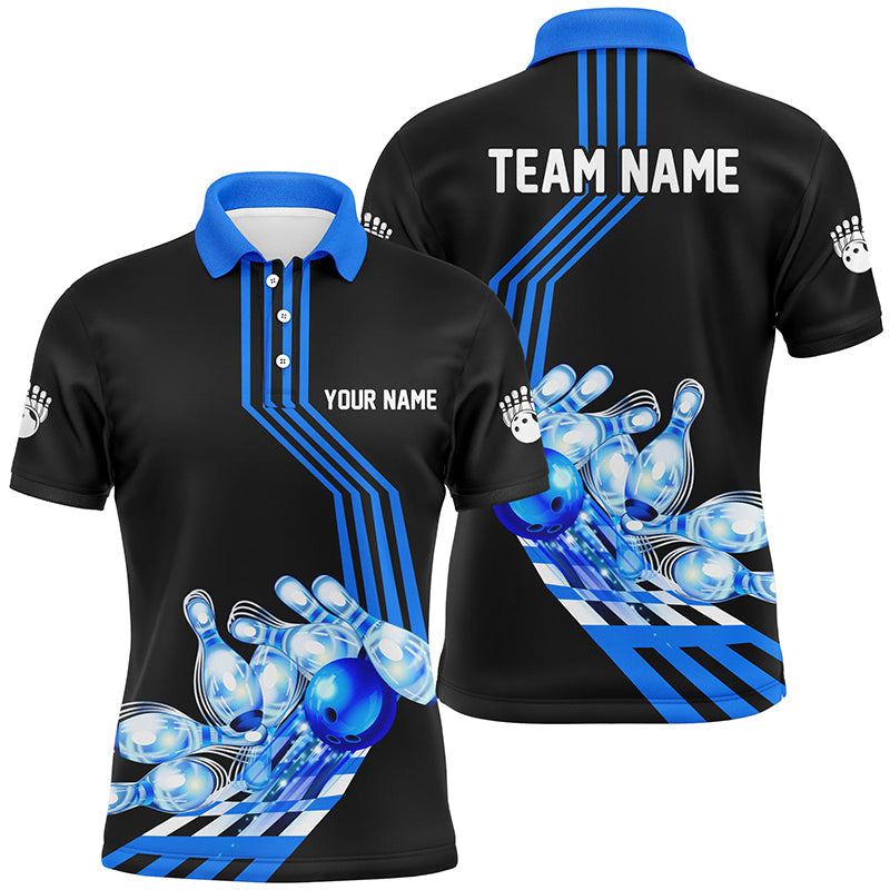 Men Bowling Polo Shirt Custom Bowling Team league Jerseys, gifts for bowlers | Blue NQS7070