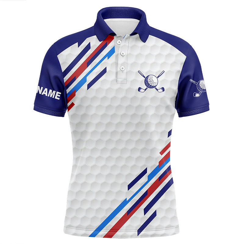 Personalized white golf polos shirts for mens, custom golf tops for mens | Blue NQS7119