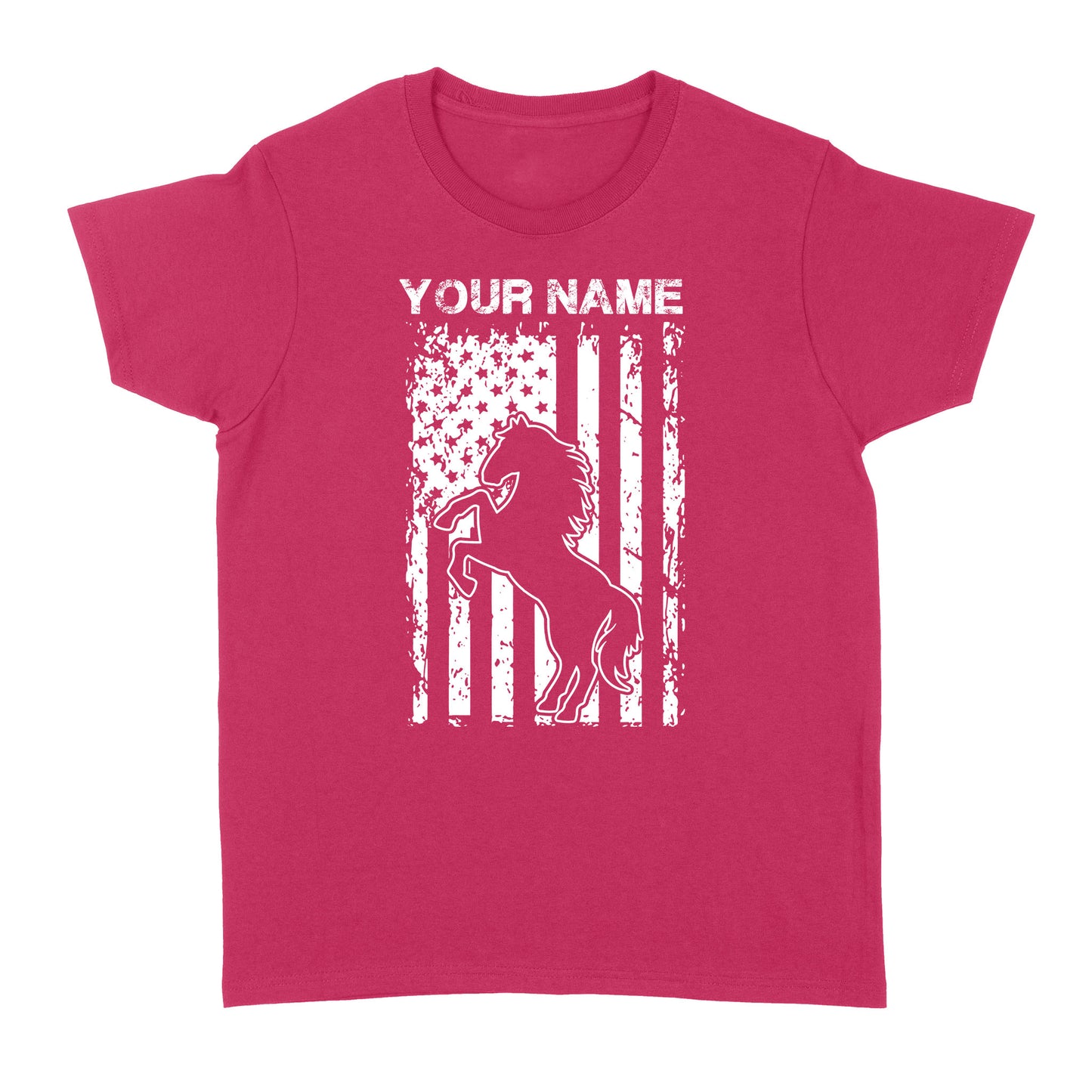 Personalized Horse American Flag, USA, Patriotic Cowgirl Equestrian shirts D02 NQS2773 - Standard Women's T-shirt