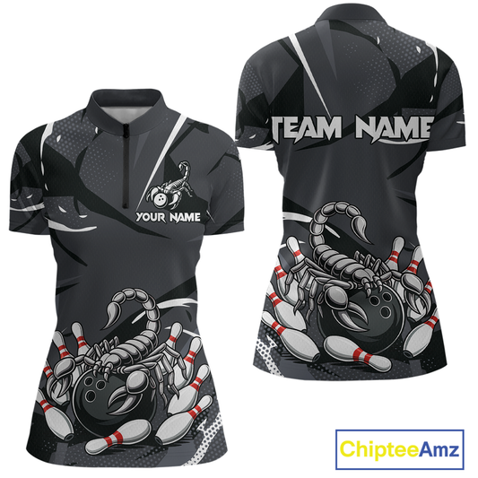Custom Scorpio Zodiac Bowling Women Bowling Shirt Polo & Quarter-Zip Bowling Team Jerseys HNT59