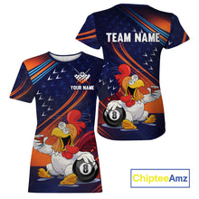 Load image into Gallery viewer, Funny Chicken Billiard T-Shirts for Women Custom 8 Ball Billiard Team Jersey Pool Shirt BHT6