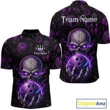 Load image into Gallery viewer, Custom Mystic Skull Bowling Shirt for Men Bowling League Jersey Polo &amp; Quarter-Zip Outfit QZT1020