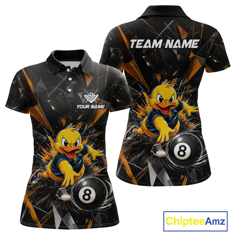 Custom Orange Funny Duck Billiards Shirt for Women 8 Ball Pool Team Jersey  Billiard Outfit BHT98