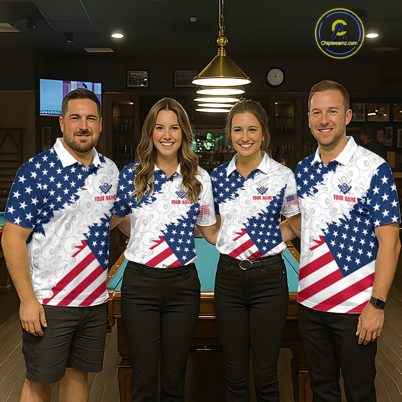 Custom American Flag White Eagle Billiards Shirt for Men 8 Ball Pool Team Jersey Billiard Outfit BHT103