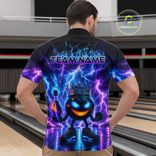 Load image into Gallery viewer, Person wearing a colorful bowling shirt with a design and 'TEAM NAME' text in a bowling alley.