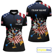 Load image into Gallery viewer, Custom Funny Chicken Dart Shirt American Dart Jerseys for Women Polo &amp; 1/4 Zip Dartboard Shirt DHT6
