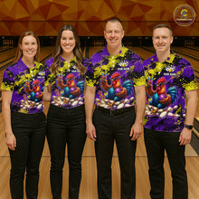 Load image into Gallery viewer, Purple &amp; Yellow Chicken Bowling Shirt for Women Custom Bowling Jersey Rooster Polo &amp; 1/4-Zip QZT1034