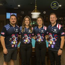 Load image into Gallery viewer, Custom Funny American Flag Chicken Billiard Shirt for Women Billiard Jersey Polo &amp; Quarter-Zip Pool Shirt BHT28