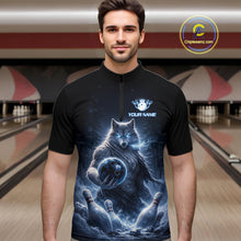 Load image into Gallery viewer, Custom Wolf Bowling Team Shirt for Men Bowling League Jersey Polo &amp; Quarter-Zip Bowling Shirt QZT880
