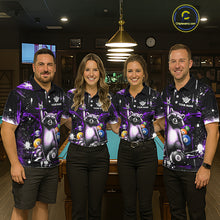 Load image into Gallery viewer, Custom Purple Funny Raccoon Billiard Shirt for Women 8 Ball &amp; 9 Ball Pool Billiard Jersey Polo &amp; 1/4-Zip BHT44
