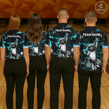 Load image into Gallery viewer, Custom Turquoise Funny Raccoon Dart Team Shirt for Women Dart Jersey Polo &amp; /4-Zip Dartboard Shirt Outfit DHT29