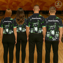 Load image into Gallery viewer, Custom Green Funny Raccoon Bowling Shirt for Women Bowling Jersey Polo &amp; 1/4-Zip Bowling Outfit QZT892