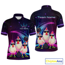 Load image into Gallery viewer, Neon Funny Family of Three Chicken Bowling Team Shirt for Men Bowling League Jersey QZT761