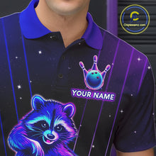 Load image into Gallery viewer, Neon Raccoon Bowling Shirt for Men Custom Bowling Team Jersey Polo &amp; 1/4-Zip Bowling Outfit QZT848