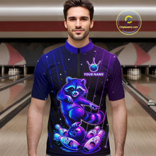 Load image into Gallery viewer, Neon Raccoon Bowling Shirt for Men Custom Bowling Team Jersey Polo &amp; 1/4-Zip Bowling Outfit QZT848