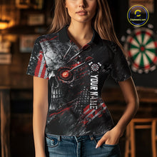 Load image into Gallery viewer, Personalized Skull Dart Team Shirt for Women Custom Red Dart Jersey Polo &amp; 1/4-Zip Dartboard Shirt Outfit DHT23