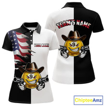 Load image into Gallery viewer, Custom American Flag Funny 8 Ball Pool Billiard Shirts for Women Billiard League Jersey Polo &amp; 1/4 Zip BHT1