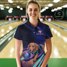 Load image into Gallery viewer, Neon Funny Dachshund Bowling Shirt Custom Bowling Team Jersey for Women Polo &amp; Quarter-Zip Bowling Outfit QZT940