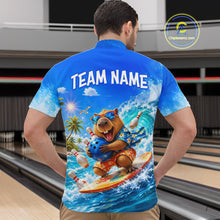 Load image into Gallery viewer, Custom Funny Capypara Surfing Bowling Team Shirt for Men Bowling Jersey League Polo &amp; Quarter-Zip QZT1079