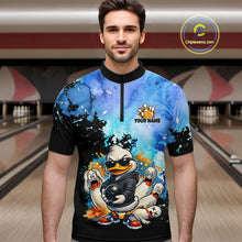 Load image into Gallery viewer, Funny Duck Bowling Team Shirt for Men Custom Bowling League Outfit Polo &amp; 1/4-Zip QZT860