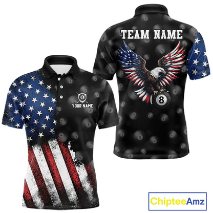 Custom American Flag Eagle Billiards Shirt for Men 8 Ball Pool Team Jersey Billiard Outfit BHT99