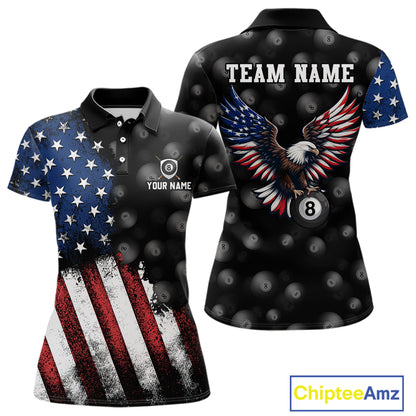 Custom American Flag Eagle Billiards Shirt for Women 8 Ball Pool Team Jersey Billiard Outfit BHT99