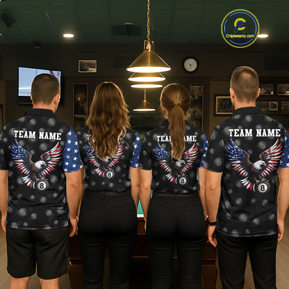 Custom American Flag Eagle Billiards Shirt for Women 8 Ball Pool Team Jersey Billiard Outfit BHT99