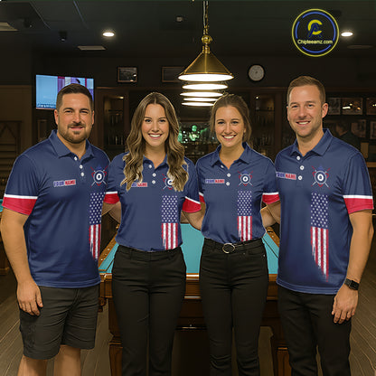 Custom American Flag Navy Eagle Billiards Shirt for Men 8 Ball Pool Team Jersey Billiard Gift BHT101