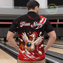 Load image into Gallery viewer, Custom Red Funny Chicken Bowling Shirt for Men Bowling Team Jersey Polo &amp; Quarter-Zip Outfit QZT1088