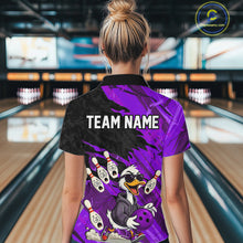 Load image into Gallery viewer, Purple Funny Duck Bowling Shirt for Women Custom Bowling Team Jersey Bowling League Polo &amp; Quarter-Zip QZT944