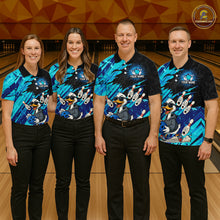 Load image into Gallery viewer, Cyan Funny Duck Bowling Shirt for Men Custom Bowling Team Jersey Bowling League Polo &amp; Quarter-Zip QZT944