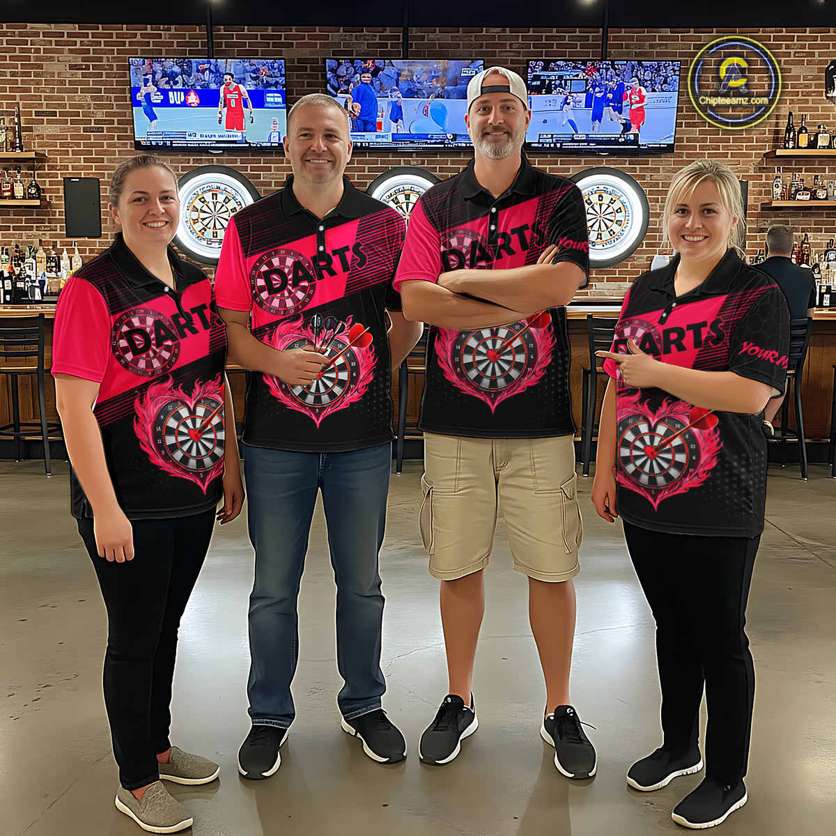 Personalized Pink Dart Shirt for Couples Valentine Dart Jersey for Men Dartboard Shirt for Team DHT9