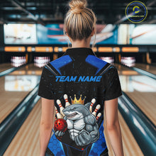Load image into Gallery viewer, Custom Blue Funny Shark Bowling Team Shirt Bowling Jersey for Women Polo &amp; Quarter-Zip QZT949
