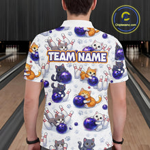 Load image into Gallery viewer, Custom Funny Cat Pattern Bowling Shirt Bowling Jersey League Polo &amp; 1/4Zip Bowling Team for Men QZT951