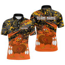 Load image into Gallery viewer, Orange Funny Turkey Bowling Team Shirt for Men Bowling Jersey Thanksgiving Bowling Outfit QZT776