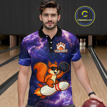 Load image into Gallery viewer, Custom Thunder Lightning Funny Squirrel Bowling Shirt Bowling Jersey for Men QZT777