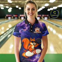 Load image into Gallery viewer, Custom Thunder Lightning Funny Squirrel Bowling Shirt Bowling Jersey for Women QZT777