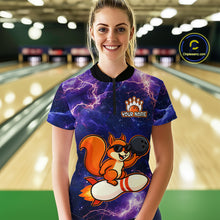 Load image into Gallery viewer, Custom Thunder Lightning Funny Squirrel Bowling Shirt Bowling Jersey for Women QZT777