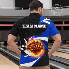 Load image into Gallery viewer, Personalized Blue Flame Demon Hand Bowling Shirt for Men Bowling Outfit Polo &amp; Quarter-Zip Bowling Jersey QZT867