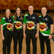 Load image into Gallery viewer, Personalized Green Flame Demon Hand Bowling Shirt for Women Bowling Outfit Polo &amp; Quarter-Zip Bowling Jersey QZT867