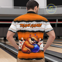 Load image into Gallery viewer, Custom Orange Wombat Bowling Shirt for Men Bowling League Jersey Polo &amp; 1/4-Zip Bowling Outfit QZT925