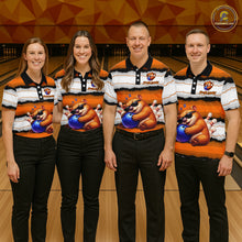 Load image into Gallery viewer, Custom Orange Wombat Bowling Shirt for Women Bowling League Jersey Polo &amp; 1/4-Zip Bowling Outfit QZT925