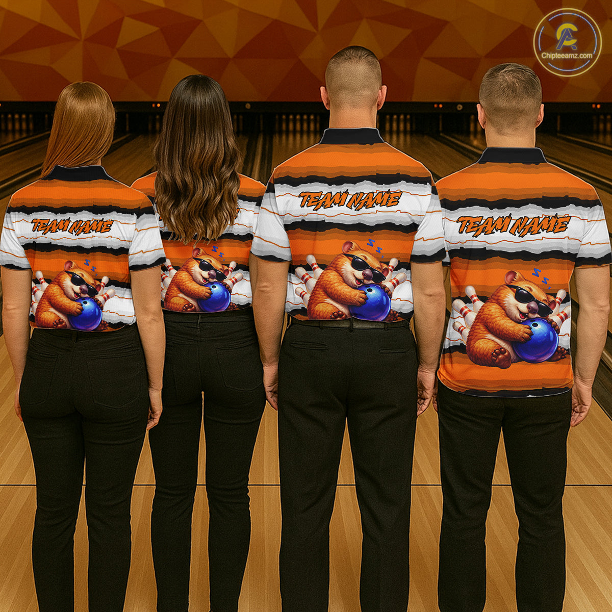 Custom Orange Wombat Bowling Shirt for Women Bowling League Jersey Polo & 1/4-Zip Bowling Outfit QZT925