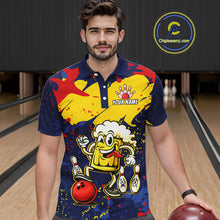 Load image into Gallery viewer, Red &amp; Yellow Funny Beer Bowling Shirt Custom Navy Bowling Jersey for Men Bowling Team QZT811