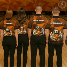 Load image into Gallery viewer, Orange Funny Sloth Bowling Shirt for Women Custom Bowling Jersey Polo &amp; Quarter-Zip Bowling Outfit QZT995