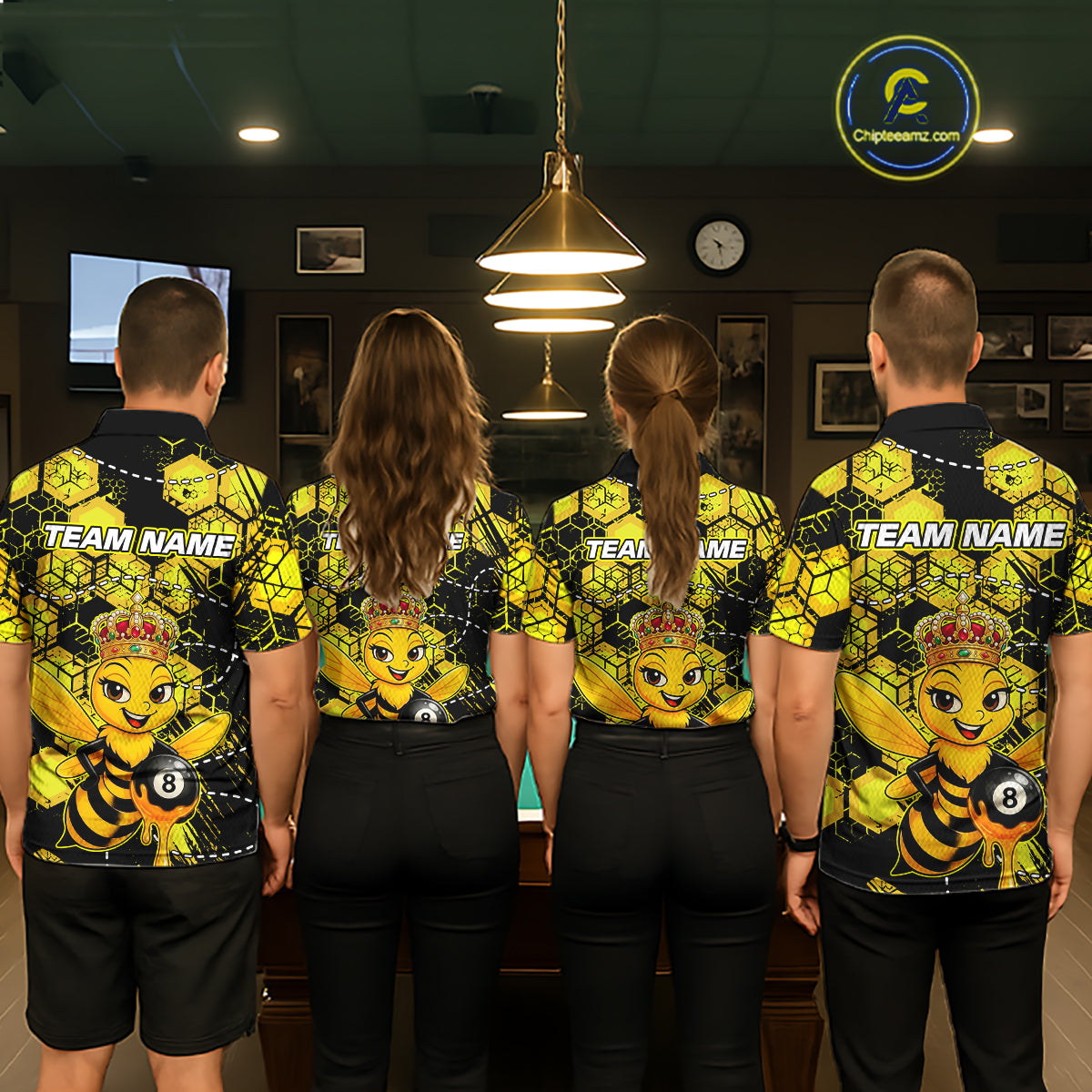 Funny Bee 8 Ball Billiard Shirts for Women Custom Billiard Team Jersey Polo & 1/4 Zip BHT29