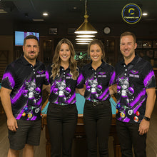 Load image into Gallery viewer, Custom Funny Purple Cat 8 Ball Billiard Shirts for Women Billiard Team Jersey Polo &amp; 1/4 Zip Pool Shirt BHT32