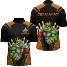 Load image into Gallery viewer, Custom Funny Orange Crocodile Bowling Shirt Alligator Bowling Jersey for Men Polo &amp; 1/4 Zip QZT823